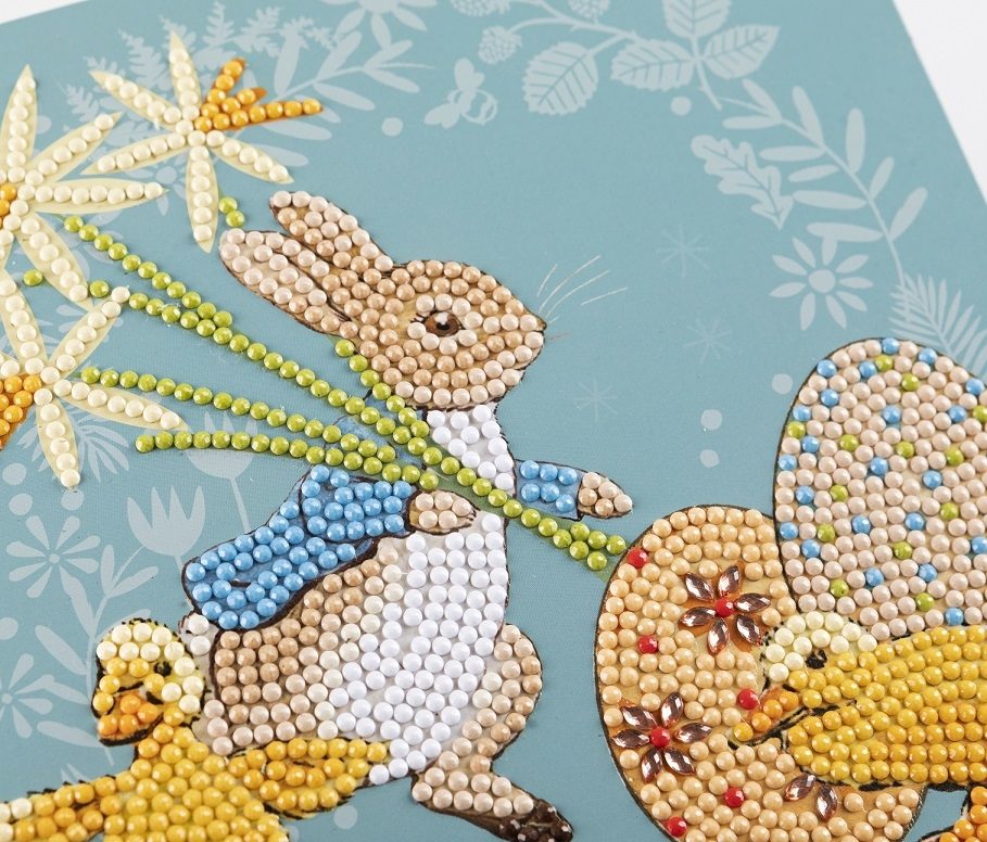 Peter Rabbit & Easter Chicks - Crystal Art Card Kit 18 x 18cm