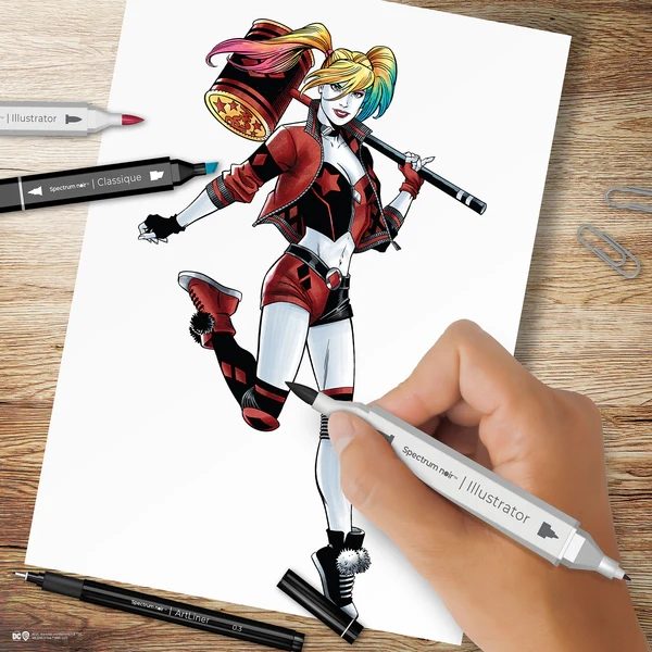 DC1-HARL Harley Quinn Fan Art Like a Pro Kit Spectrum Noir Packaging Contents
