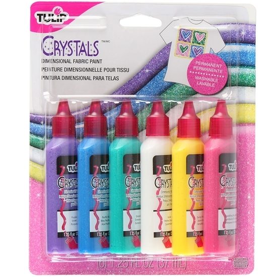 Dimensional Fabric Paint Crystals 6 Pack by Tulip