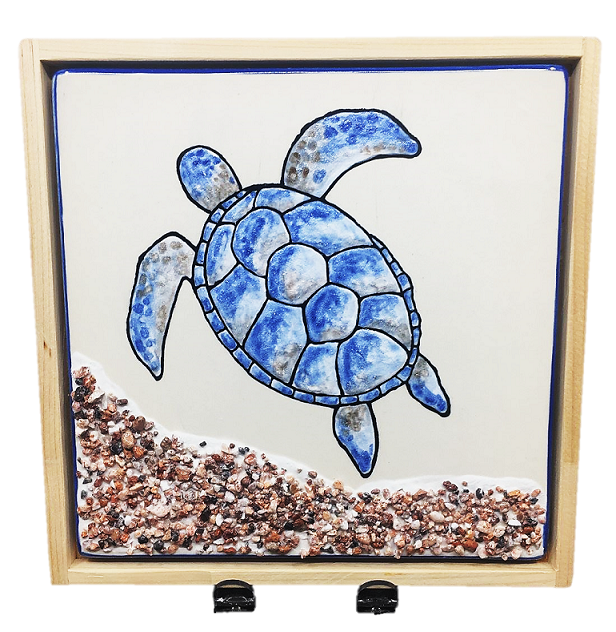 Turtle On Tile Blue Finish