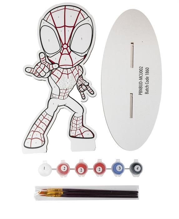 PBNBUD-MCU002 Spiderman Paint by Numbers Buddy Kit Contents