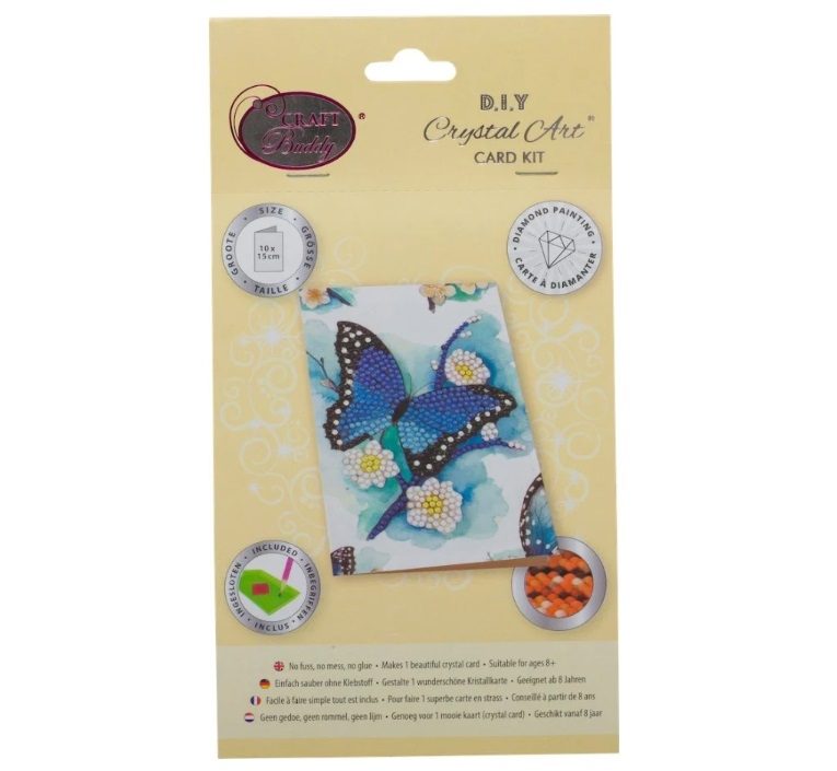 Blue Butterfly - Crystal Art Card 10 x 15cm