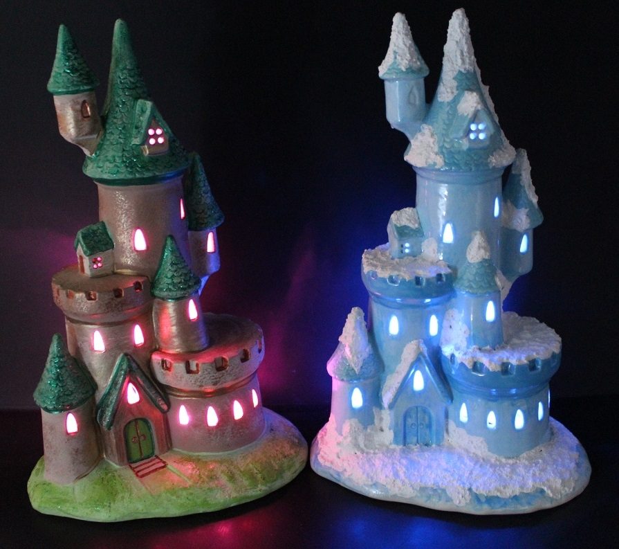 Light Up Castles lit with LED Twist Lights