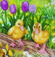 Spring Chicks 18 x 18cm Crystal Art Card Kit