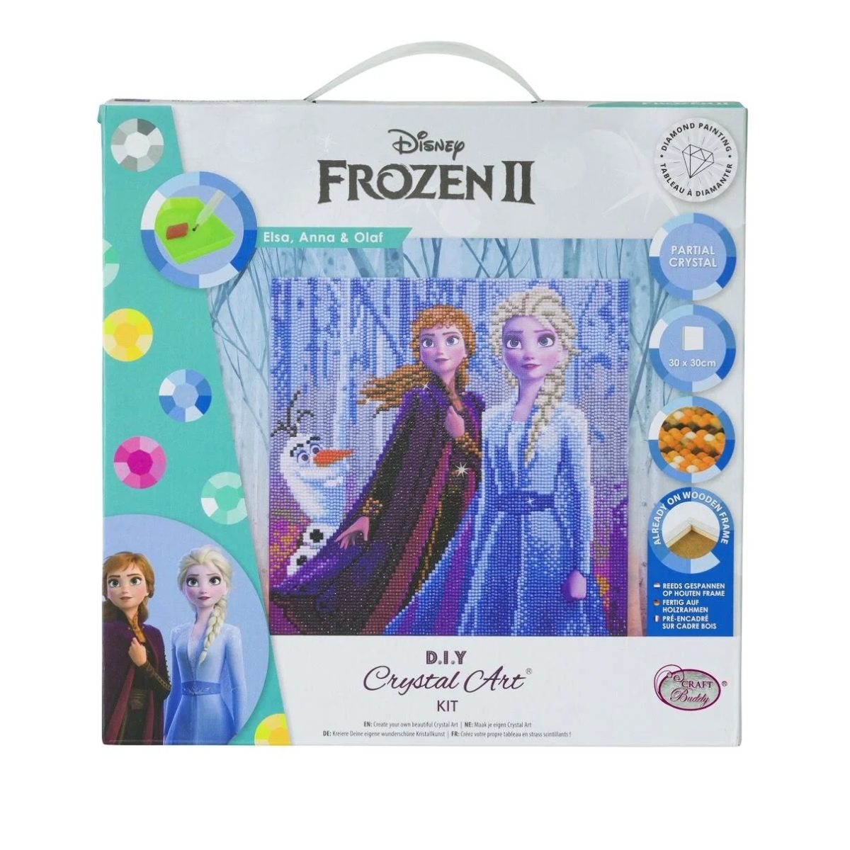 Elsa, anna & Olaf - Crystal Art Kit 30 x 30cm