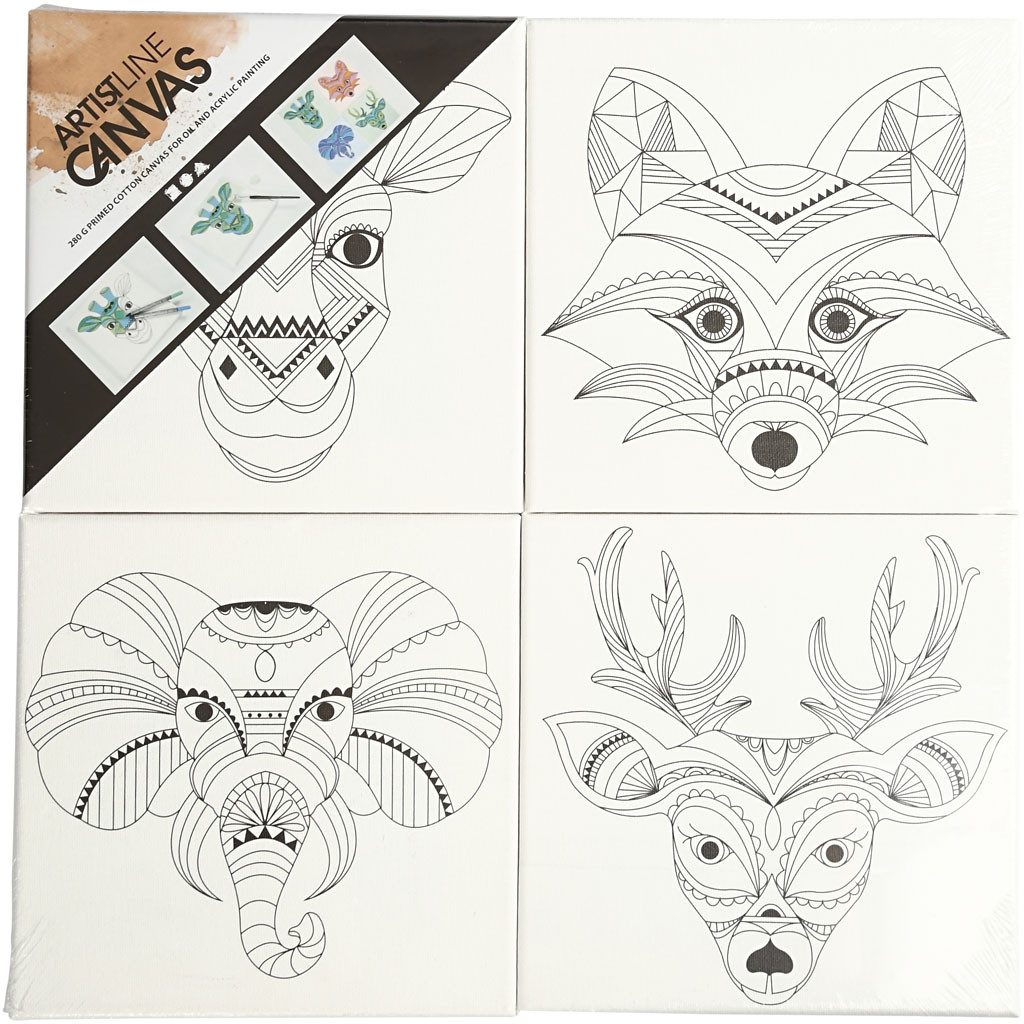 CH22777 Stretched Canvas 4 Pack- Animals