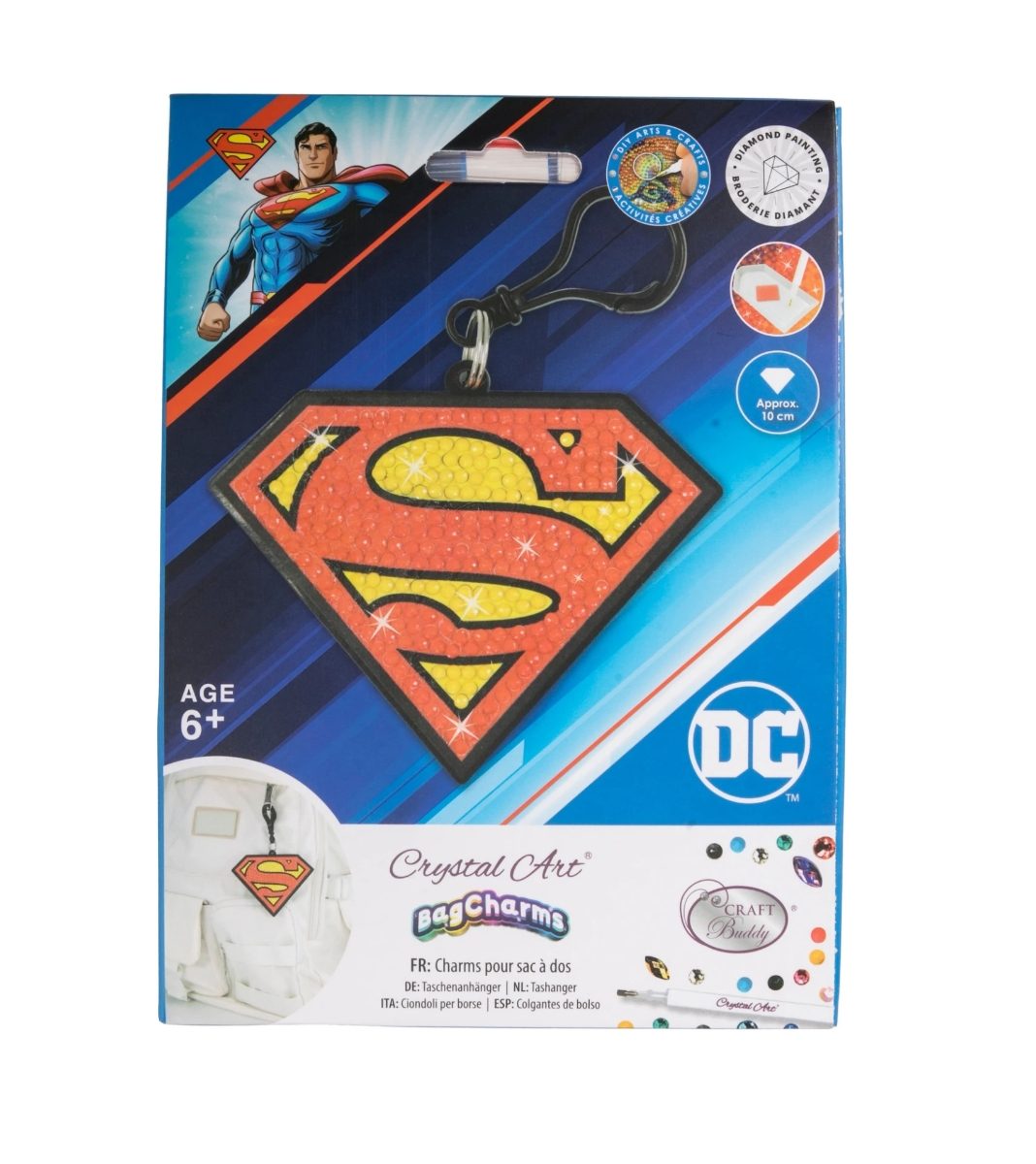 CABC-DCU002 Superman- DC Series Crystal Art Kit Bag Charm Packaging