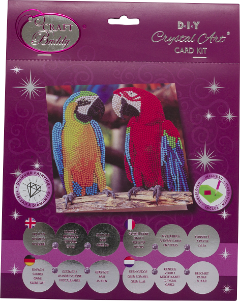 Parrot Friends - Crystal Art Card Kit 18 x 18cm