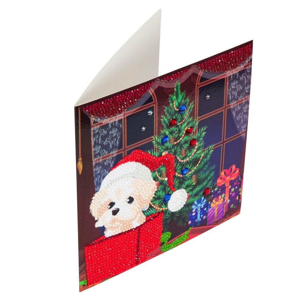 Puppy for Christmas - Crystal Art Card 18 x 18cm