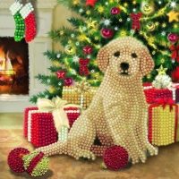 Puppy's First Christmas 18 x 18cm Crystal Art Card Kit