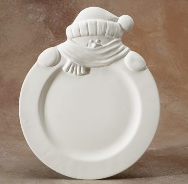 1044 Snowman Rimmed Plate- Unfinished