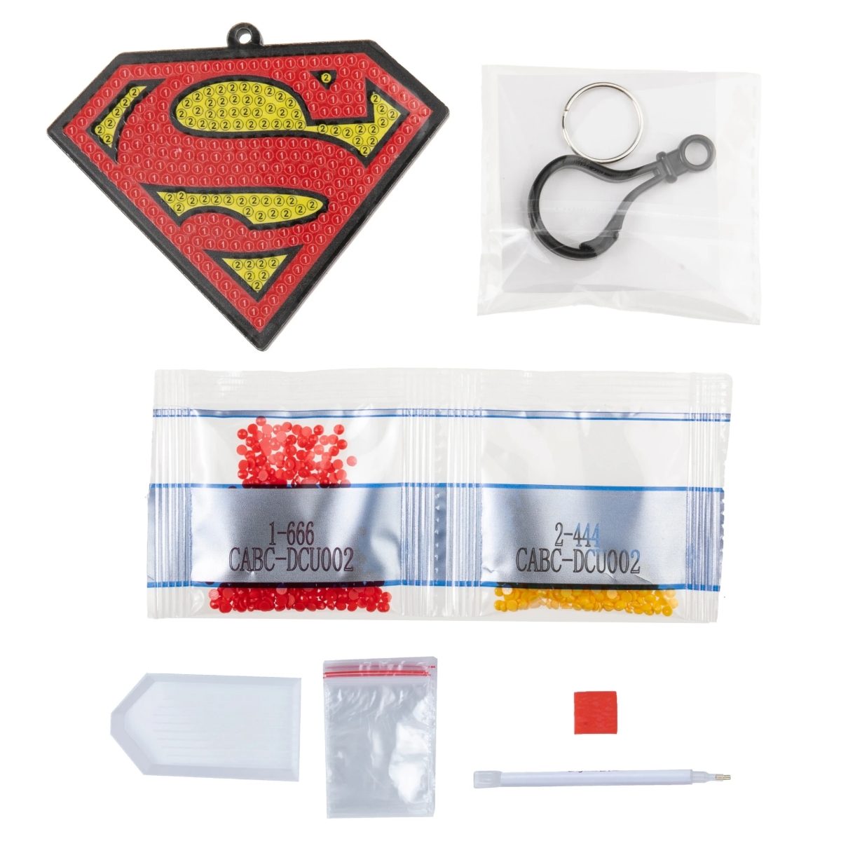 CABC-DCU002 Superman- DC Series Crystal Art Kit Bag Charm Contents