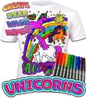 Unicorn Kids Colour In T-Shirt and Colouring Pens Finished