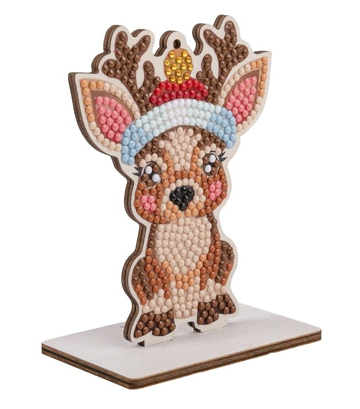 CAFGR-GEN026 Reindeer- Christmas Crystal Art Buddy Kit completed angled