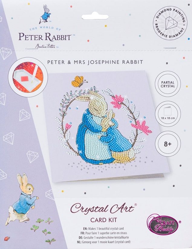 Peter Rabbit & Mum 18x18cm Crystal Art Card Kit