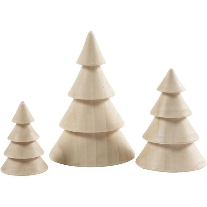 Wooden Cone Trees (3 pce 5, 7.5, 10cm)