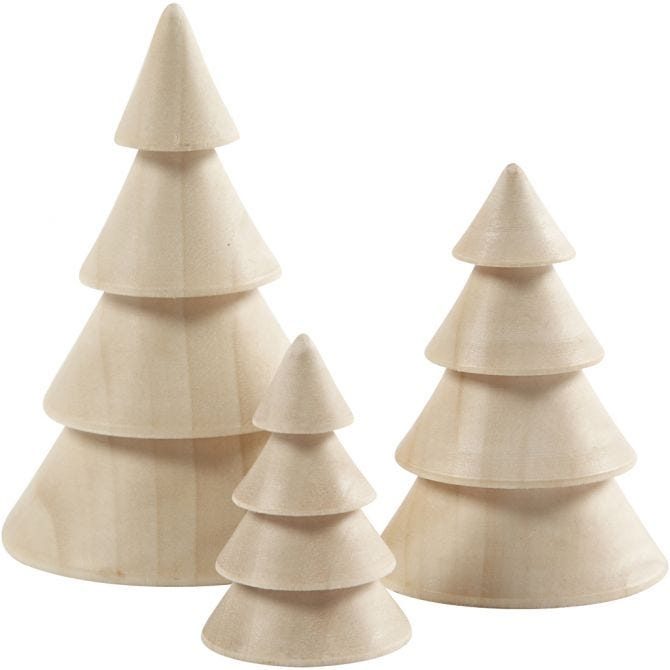 Wooden Cone Trees (3 pce 5, 7.5, 10cm)