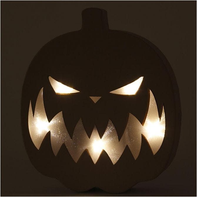 Pumpkin Papier Mache Light Up - Scary 25cm H