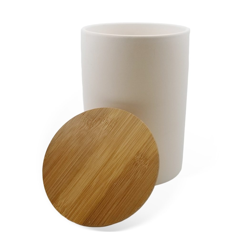 4223 Canister with Bamboo Lid plain bisque (without lid