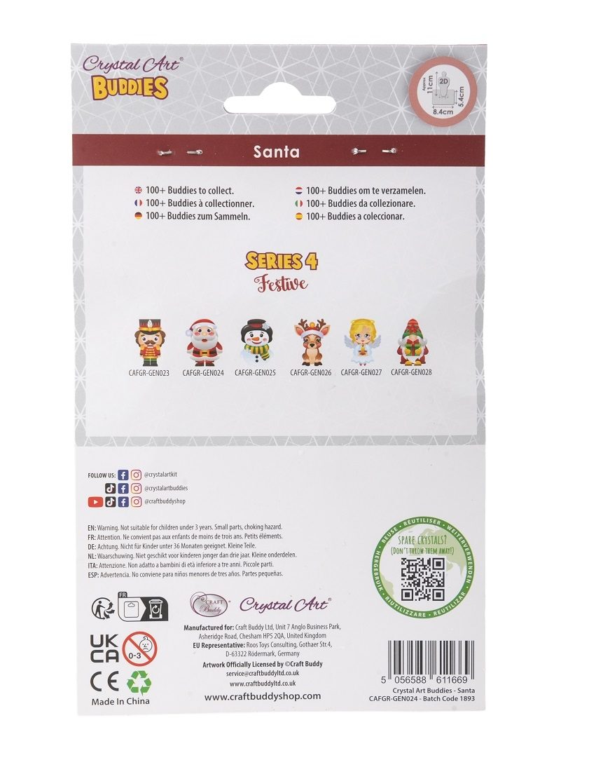 CAFGR-GEN024 Santa- Crystal Art Buddy Kit packaging reverse