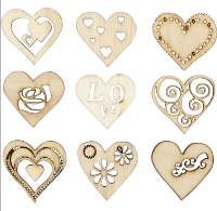 CH52375 Love Heart Wooden Decorations Craft Shapes Mosaics