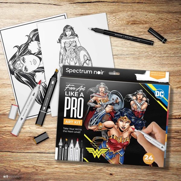 DC1-WONW Wonder Woman Fan Art Like a Pro Kit Spectrum Noir Packaging Contents