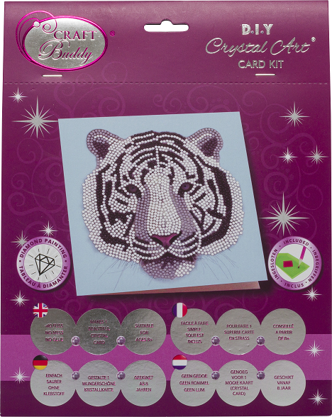 White Tiger Head - Crystal Art Card Kit 18 x 18cm