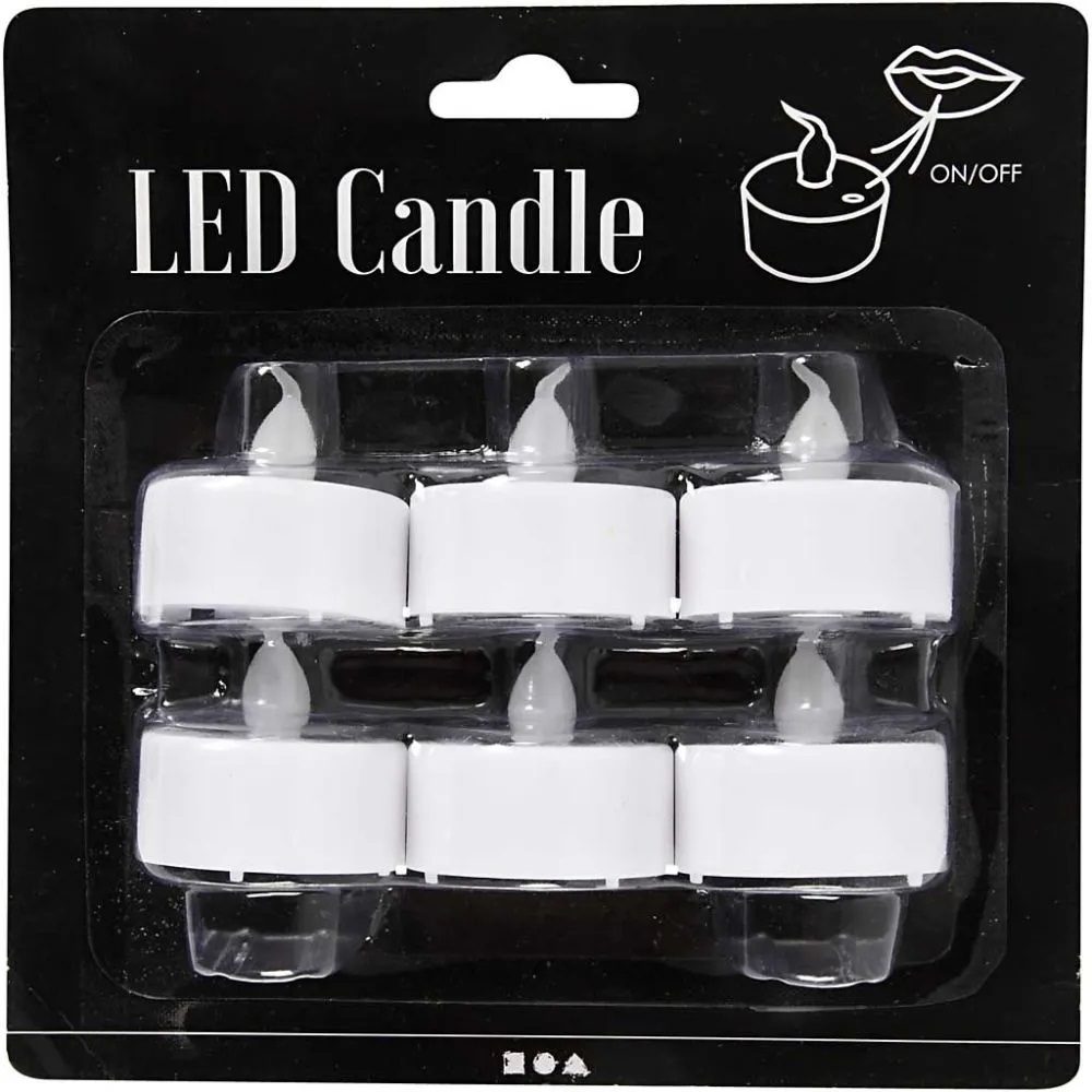 LED Tea Light Candles 35mm H, 38mm H (6 pieces)