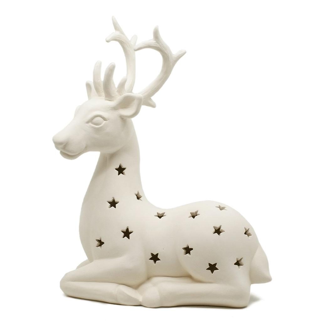 5416 Reclining Deer Lantern Painted Bisqueware Paint Your Own Pottery Unpainted