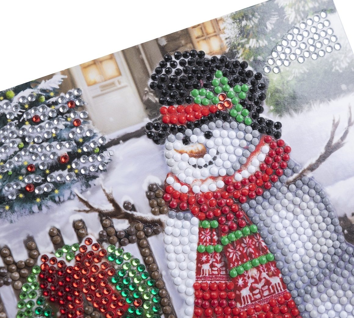 CCK-XM140 Smiling Snowman Crystal Art Card Craft Kit close up