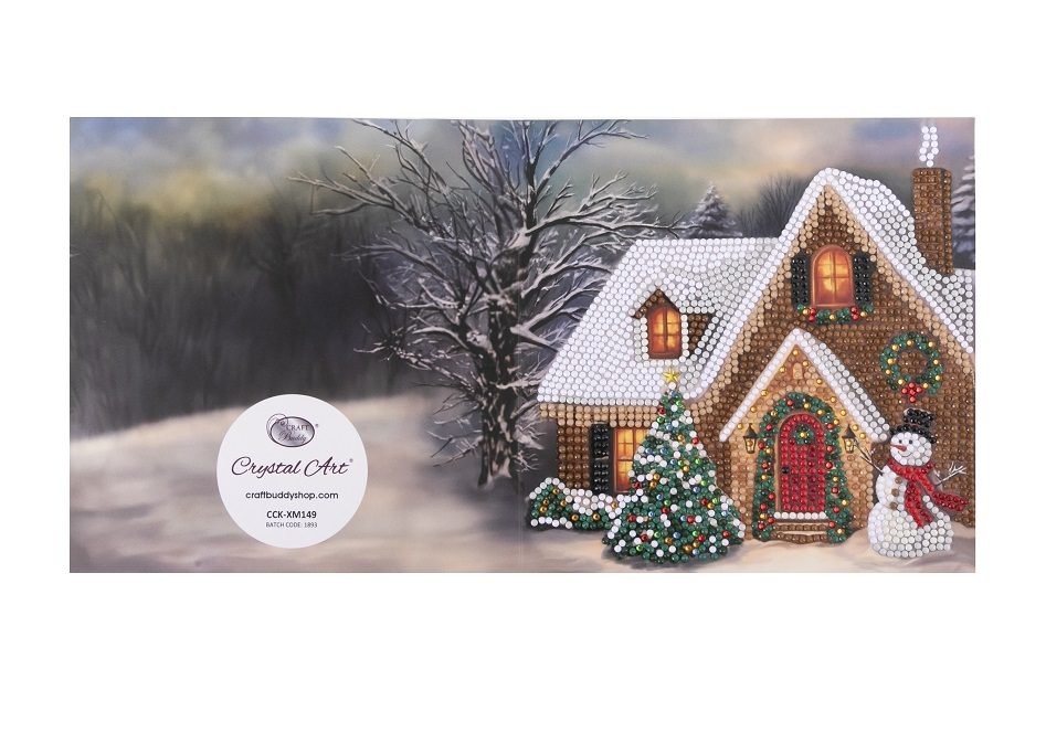 Festive Cottage- Crystal Art Card Kit 18cm