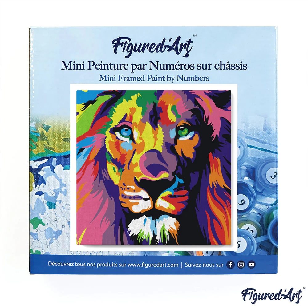 Lion Pop Art - Mini paint by numbers framed - 20 x 20cm