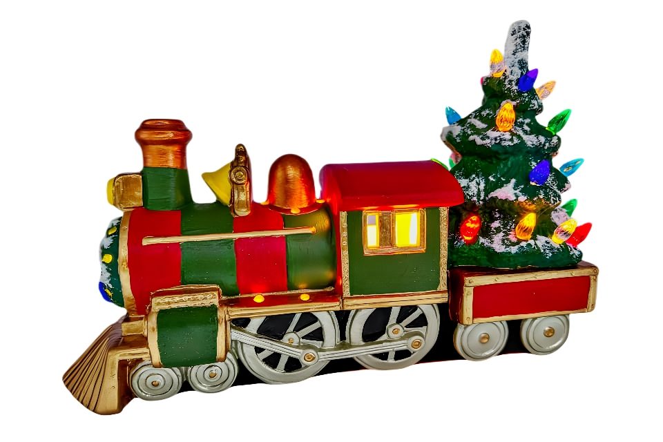 5405 Christmas Train and Tree Painted Bisqueware