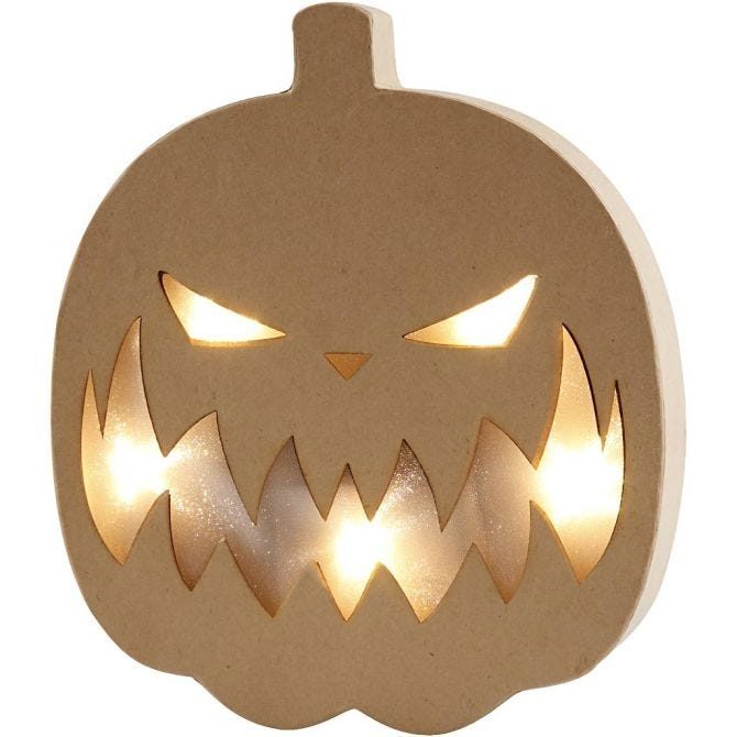 Pumpkin Papier Mache Light Up - Scary 25cm H
