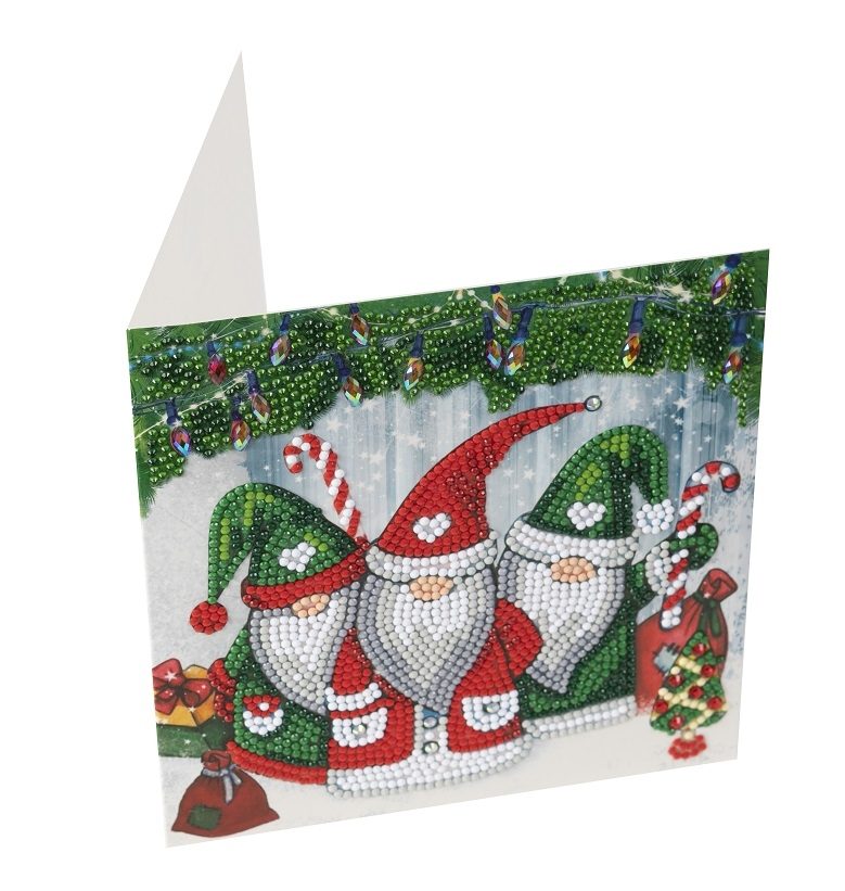 Santa Gnomes- Crystal Art Card Kit 18x18cm