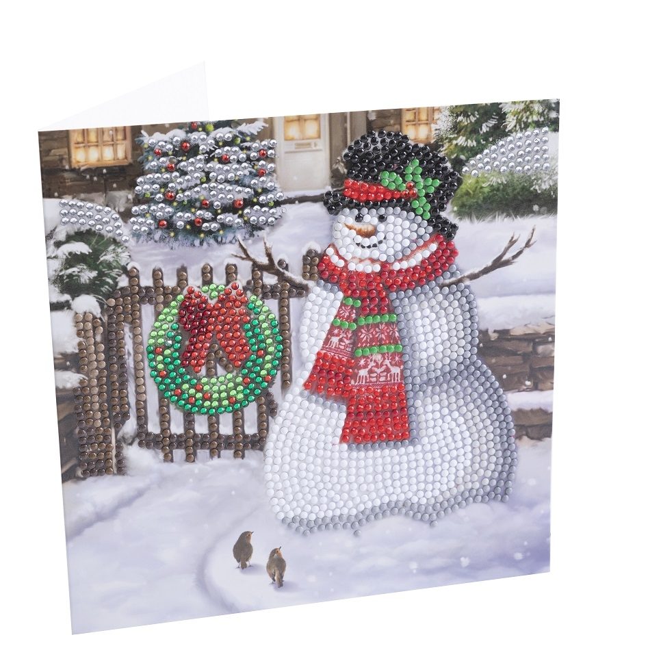 CCK-XM140 Smiling Snowman Crystal Art Card Craft Kit front view