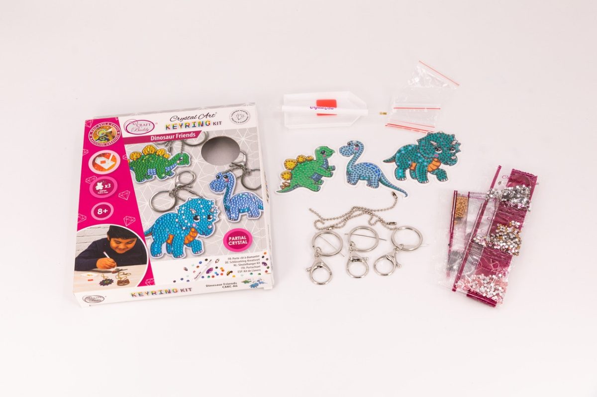 Dinosaur Friends - Crystal Art Keyring Kit (3 asstd)