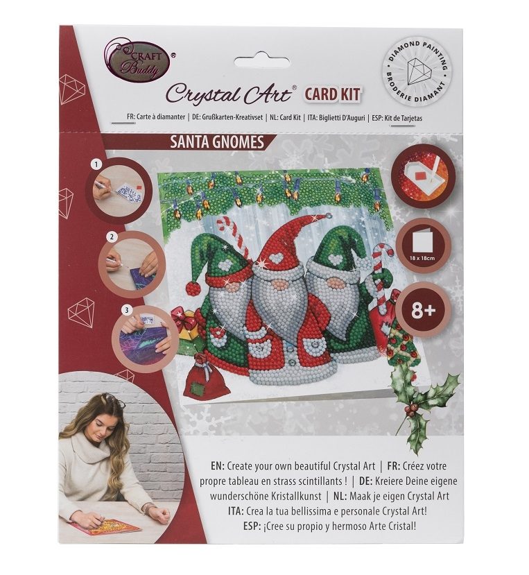 Santa Gnomes- Crystal Art Card Kit 18x18cm