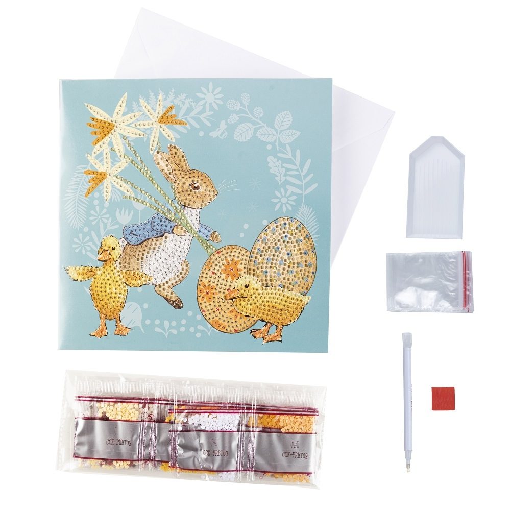 Peter Rabbit & Easter Chicks - Crystal Art Card Kit 18 x 18cm