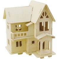 CH57877 3D Wooden Construction Kit - House with Balcony