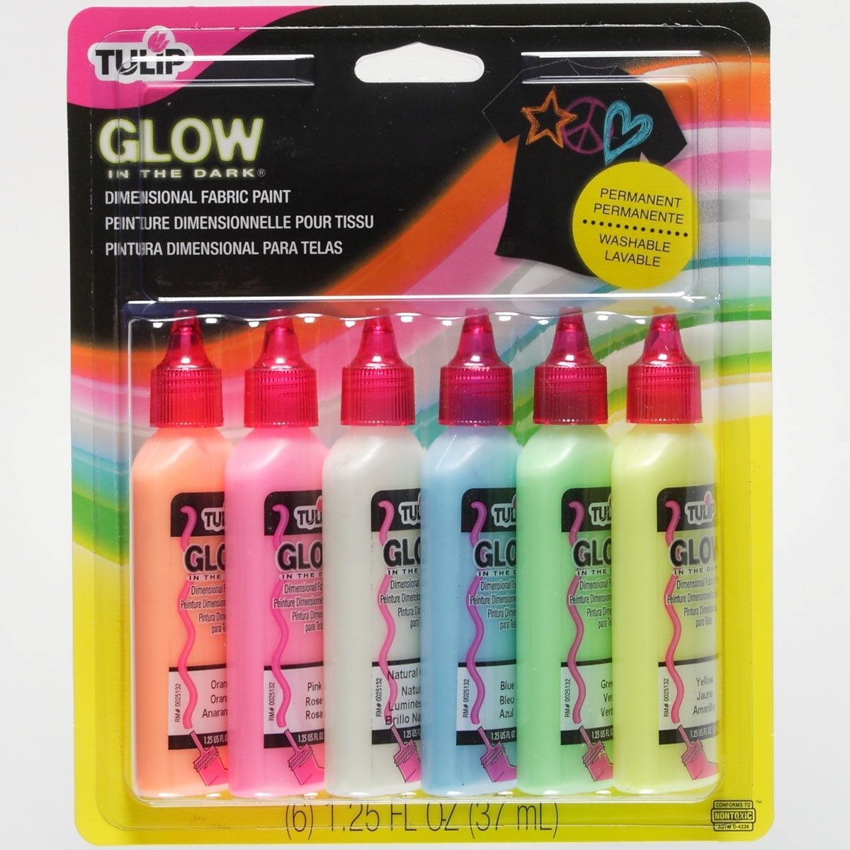 Dimensional Fabric Paint - Glow in the Dark (6 pack) 29025