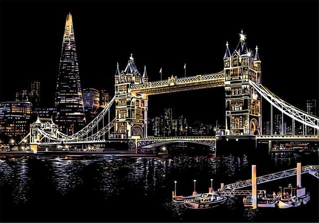 London Tower Bridge - Scratch painting A3