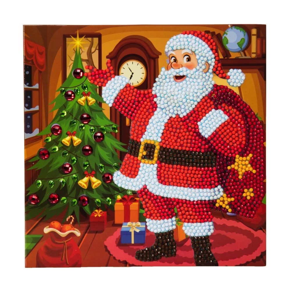 Santas's Here! Christmas Crystal Art Card Kit, Crystal Diamond Art