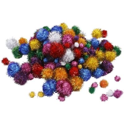 CH518920 Glitter Pom Poms, Crafting Supplies, Sewing and Fabric Decoration