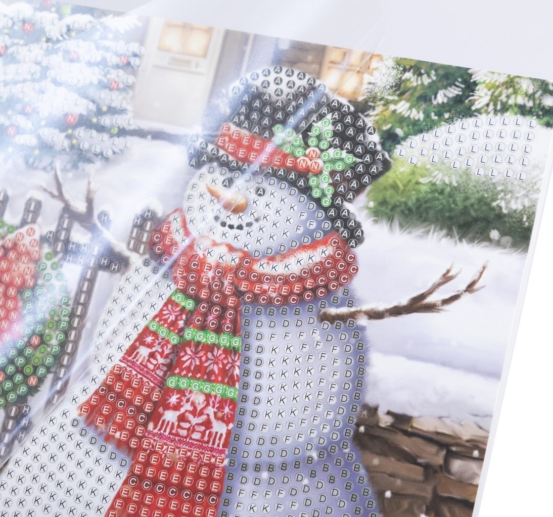 CCK-XM140 Smiling Snowman Crystal Art Card Craft Kit close up template