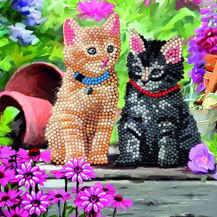 Cat Friends - Crystal Art Card 18cm