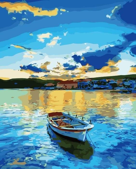 Small Boat At Sunrise - Paint By Numbers 40x50cm
