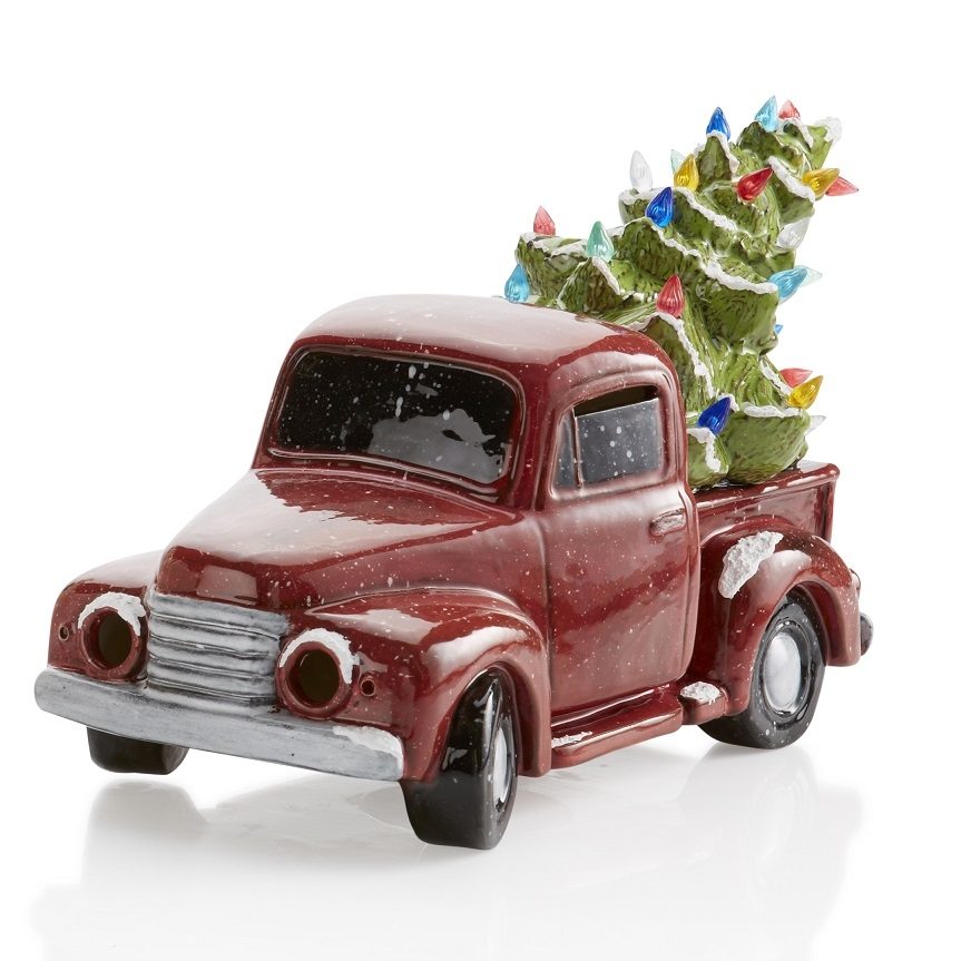 5312 Vintage Truck with Christmas Tree with Pottery Glaze