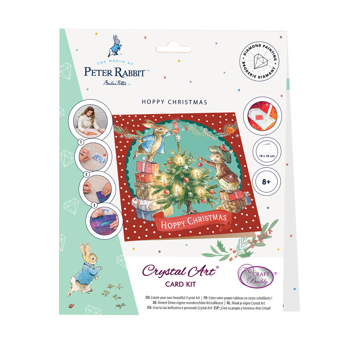 CCK-PRBT11 Hoppy Christmas Crystal Art Card Kit Peter Rabbit Packaging