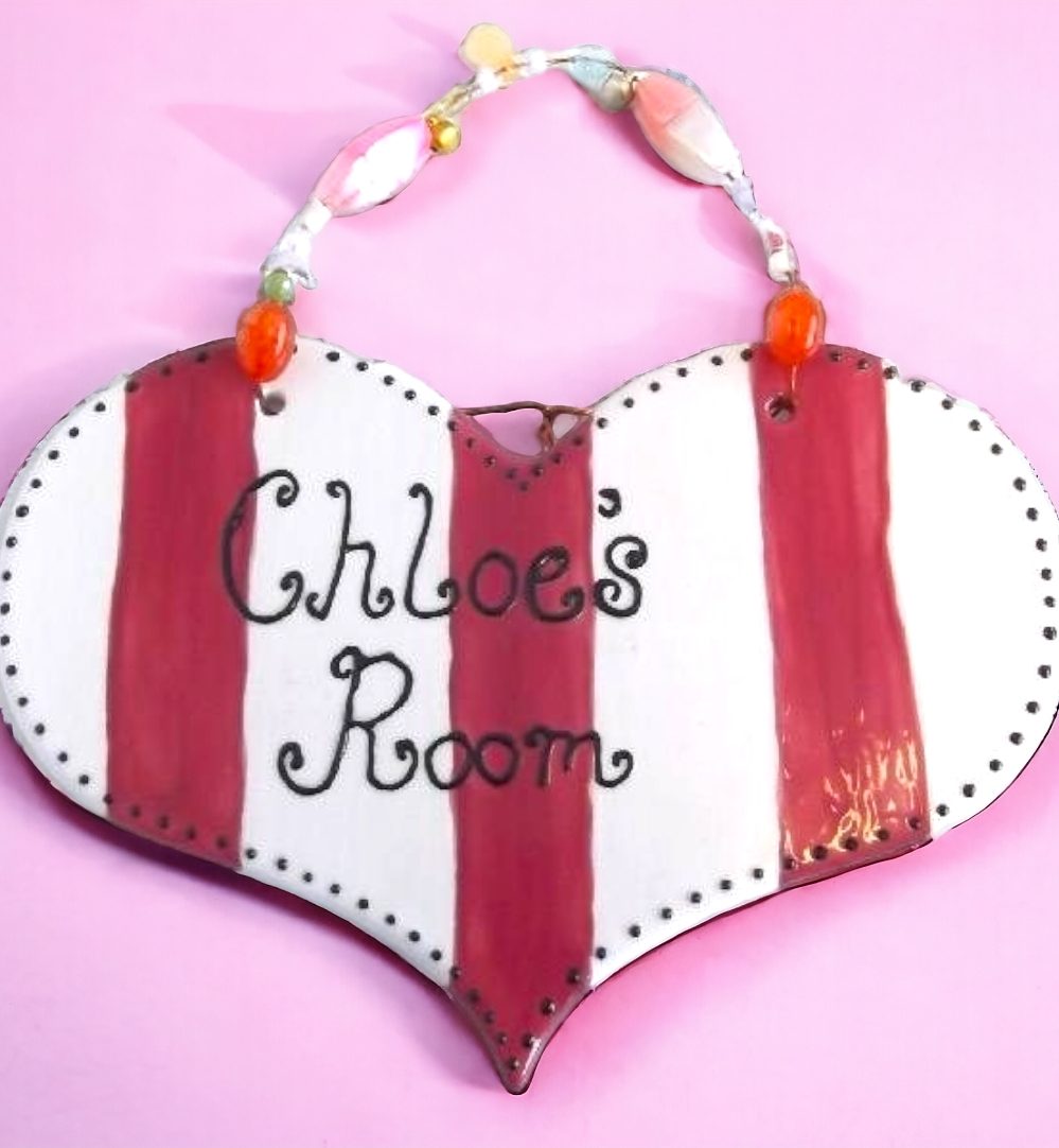 Heart Beaded Plaque- Paint Your Own Pottery Ceramic Bisque Blank